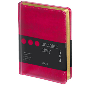 Ежедневник недатированный, А6, 160л., кожзам, Berlingo "xGold", зол. срез, фуксия