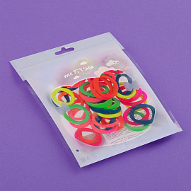 Резинки для волос MESHU, неоновые ассорти, 40шт., диаметр 2,5см, европодвес фото Резинки для волос MESHU, неоновые ассорти, 40шт., диаметр 2,5см, европодвес