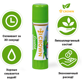 Клей-карандаш Crown "Expert", 08г, ПВП