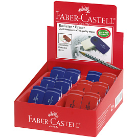 Ластик Faber-Castell "Sleeve Mini", прямоугольный, 54*25*13мм, красный/синий, выдвижной, пластиковый футляр