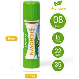 Клей-карандаш Crown "Expert", 08г, ПВП