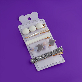 Заколки для волос MESHU, серебристые, 5шт., европодвес фото Заколки для волос MESHU, серебристые, 5шт., европодвес