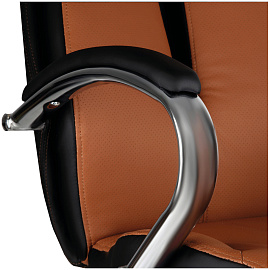 Кресло руководителя Helmi HL-E01 "Inari", экокожа черная/коричневая, хром фото Кресло руководителя Helmi HL-E01 "Inari", экокожа черная/коричневая, хром