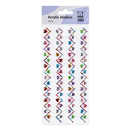 Наклейки акриловые MESHU "Zigzag", 25*10см, стразы, 396 наклеек, инд. уп., европодвес