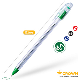 Ручка шариковая Crown "Oil Jell" зеленая, 0,7мм, штрих-код фото Ручка шариковая Crown "Oil Jell" зеленая, 0,7мм, штрих-код
