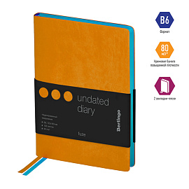 Ежедневник недатированный, В6, 136л., кожзам, Berlingo "Fuze", цветной срез, оранжевый фото Ежедневник недатированный, В6, 136л., кожзам, Berlingo "Fuze", цветной срез, оранжевый