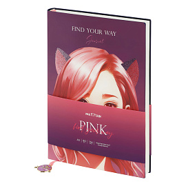 Ежедневник недатированный, А5, 136л., кожзам, MESHU "Find your way. Pink", тон. блок, закладка-ляссе с подвеской