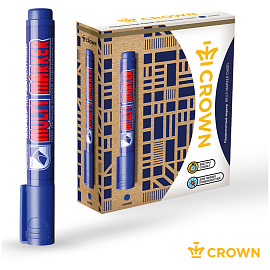Маркер перманентный Crown "Multi Marker Chisel" синий, скошенный, 5мм фото Маркер перманентный Crown "Multi Marker Chisel" синий, скошенный, 5мм
