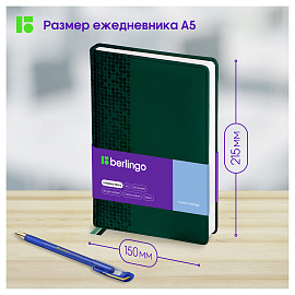 Ежедневник недатированный, А5, 160л., кожзам, Berlingo "Vivella Prestige", зеленый фото Ежедневник недатированный, А5, 160л., кожзам, Berlingo "Vivella Prestige", зеленый