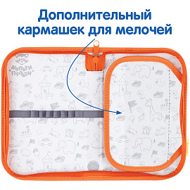 Пенал 1 отделение, 200*130 Мульти-Пульти "Surf Shark", доп. секция, ткань