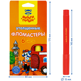Фломастеры Мульти-Пульти "Енот в Англии", 06цв., утолщенные, смываемые, картон, европодвес