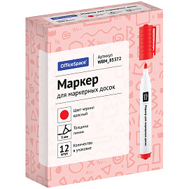 Маркер для белых досок OfficeSpace красный, пулевидный, 3мм