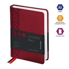 Ежедневник недатированный, А6, 160л., кожзам, Berlingo "Vivella Prestige", бордовый