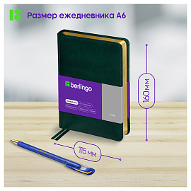 Ежедневник недатированный, А6, 160л., кожзам, Berlingo "xGold", зол. срез, зеленый