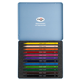 Карандаши цельнографитные цветные Гамма "Студия", 12 цв, заточенный, метал. пенал фото Карандаши цельнографитные цветные Гамма "Студия", 12 цв, заточенный, метал. пенал