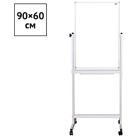 Доска магнитно-маркерная OfficeSpace, 90*60см, двустронняя, поворотная, мобильная, алюминиевый профиль