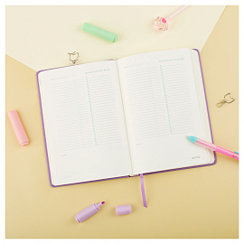 Ежедневник недатированный, А5, 136л., кожзам, MESHU "Magic. Catffee house", тон. блок, аппликация с анимированным изображением, закладка-ляссе