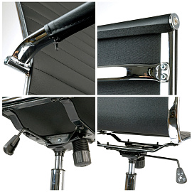 Кресло руководителя Helmi HL-E17 "Slim", экокожа черная, хром