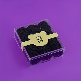 Резинки для волос MESHU, тонкие, черные, диаметр 2см, 90шт., пластиковый бокс фото Резинки для волос MESHU, тонкие, черные, диаметр 2см, 90шт., пластиковый бокс