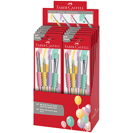 Набор кистей Faber-Castell 4шт., круглые № 12, 4, 8, плоская №10, пастел. цвета., блистер, европодвес