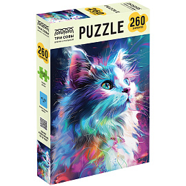 Пазл 260 эл. ТРИ СОВЫ "Неоновый кот