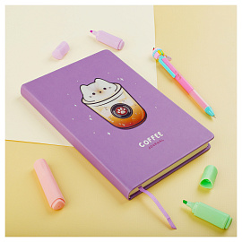 Ежедневник недатированный, А5, 136л., кожзам, MESHU "Magic. Catffee house", тон. блок, аппликация с анимированным изображением, закладка-ляссе