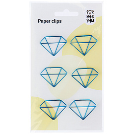 Скрепки фигурные 25мм, MESHU "Diamonds", 6шт., пакет с европодвесом фото Скрепки фигурные 25мм, MESHU "Diamonds", 6шт., пакет с европодвесом