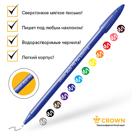 Набор капиллярных ручек Crown "MultiPla" 12цв., 0,3мм, европодвес фото Набор капиллярных ручек Crown "MultiPla" 12цв., 0,3мм, европодвес