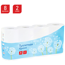 Бумага туалетная OfficeClean, 2-слойная, 8шт., 28,5м/рул., тиснение, белая