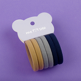 Резинки для волос MESHU "Essence", бежевые, серые, темно-синие, 6шт., диаметр 4см, европодвес фото Резинки для волос MESHU "Essence", бежевые, серые, темно-синие, 6шт., диаметр 4см, европодвес