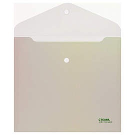 Папка-конверт на кнопке СТАММ "Сияние" А5+, 180мкм, пластик, непрозрачная, белый