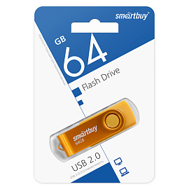 Флеш-диск 64 GB SMARTBUY Twist USB 2.0, желтый, SB064GB2TWY