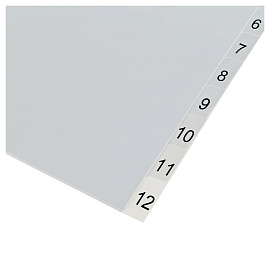 Разделитель листов OfficeSpace А4, 12 листов, цифровой 1-12, серый, пластиковый