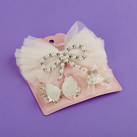 Заколки для волос MESHU с топперами, 3шт., бежевый, европодвес фото Заколки для волос MESHU с топперами, 3шт., бежевый, европодвес