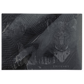 Обложка для паспорта OfficeSpace "Волк", кожа, тиснение, черная фото Обложка для паспорта OfficeSpace "Волк", кожа, тиснение, черная
