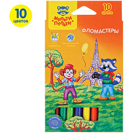 Фломастеры Мульти-Пульти "Енот во Франции", 10цв., смываемые, картон, европодвес фото Фломастеры Мульти-Пульти "Енот во Франции", 10цв., смываемые, картон, европодвес