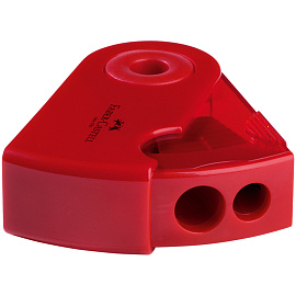 Точилка пластиковая Faber-Castell "Sleeve" 2 отверстия, контейнер, красная/синяя