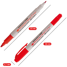Маркер перманентный двусторонний Crown Multi Marker Twin красный (толщина линии 1-2 мм) круглый наконечник фото Маркер перманентный двусторонний Crown Multi Marker Twin красный (толщина линии 1-2 мм) круглый наконечник