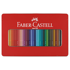 Карандаши цветные Faber-Castell "Grip", 36цв., трехгран., заточен., метал. упак. фото Карандаши цветные Faber-Castell "Grip", 36цв., трехгран., заточен., метал. упак.