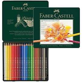 Карандаши цветные художественные Faber-Castell "Polychromos", 24цв., заточен., метал. коробка