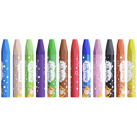 Масляные мелки ГАММА "Малыш" 12 цветов, 11х75 мм, шестигранные, пластиковый стакан-подставка, 051218_01