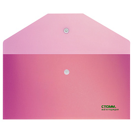 Папка-конверт на кнопке СТАММ "Сияние" С6, 180мкм, пластик, непрозрачная, розовый