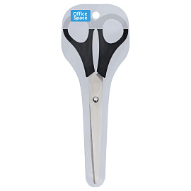 Ножницы OfficeSpace 20см, черные ручки, ПВХ чехол с европодвесом фото Ножницы OfficeSpace 20см, черные ручки, ПВХ чехол с европодвесом