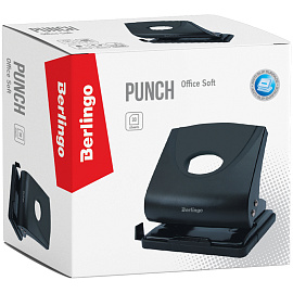 Дырокол Berlingo "Office Soft" 30л., пластиковый, черный, с линейкой фото Дырокол Berlingo "Office Soft" 30л., пластиковый, черный, с линейкой