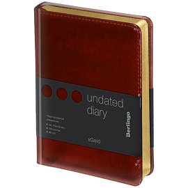 Ежедневник недатированный, А6, 160л., кожзам, Berlingo "xGold", зол. срез, коричневый