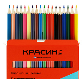 Карандаши цветные Красин "Приключения", 18цв., шестигран., заточен., картон, европодвес фото Карандаши цветные Красин "Приключения", 18цв., шестигран., заточен., картон, европодвес