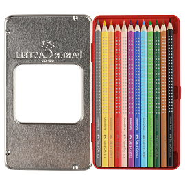Карандаши цветные Faber-Castell "Grip", 12цв., трехгран., заточен., метал. кор.