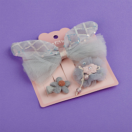 Заколки для волос MESHU с топперами, 3шт., голубой, европодвес фото Заколки для волос MESHU с топперами, 3шт., голубой, европодвес