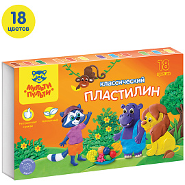 Пластилин Мульти-Пульти "Приключения Енота", 18 цветов, 360г, со стеком, картон фото Пластилин Мульти-Пульти "Приключения Енота", 18 цветов, 360г, со стеком, картон