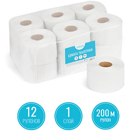 Бумага туалетная Vega Professional, 1-сл., 200м/рул., цвет натуральный фото Бумага туалетная Vega Professional, 1-сл., 200м/рул., цвет натуральный